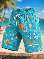 Men's I'm Retired It's 5 O'clock Everywhere Parrot Print Casual Shorts