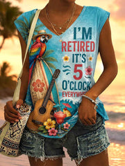 Women's I'm Retired It's 5 O'clock Everywhere Parrot Print Casual Vest
