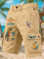 Men's I'm Retired It's 5 O'clock Everywhere Parrot Print Casual Shorts