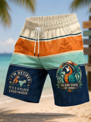 Men's I'm Retired It's 5 O'clock Everywhere Parrot Print Casual Shorts