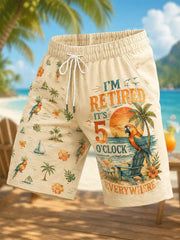 Men's I'm Retired It's 5 O'clock Everywhere Parrot Print Casual Shorts