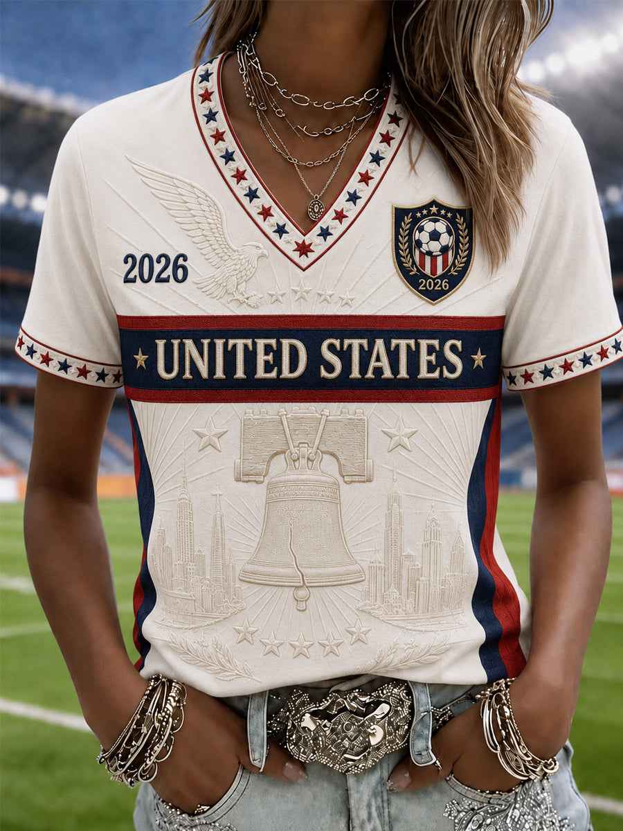 Women's Gift For Soccer Fans Print Casual V-Neck Tee