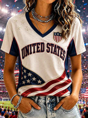 Women's Gift For Soccer Fans Print Casual V-Neck Tee