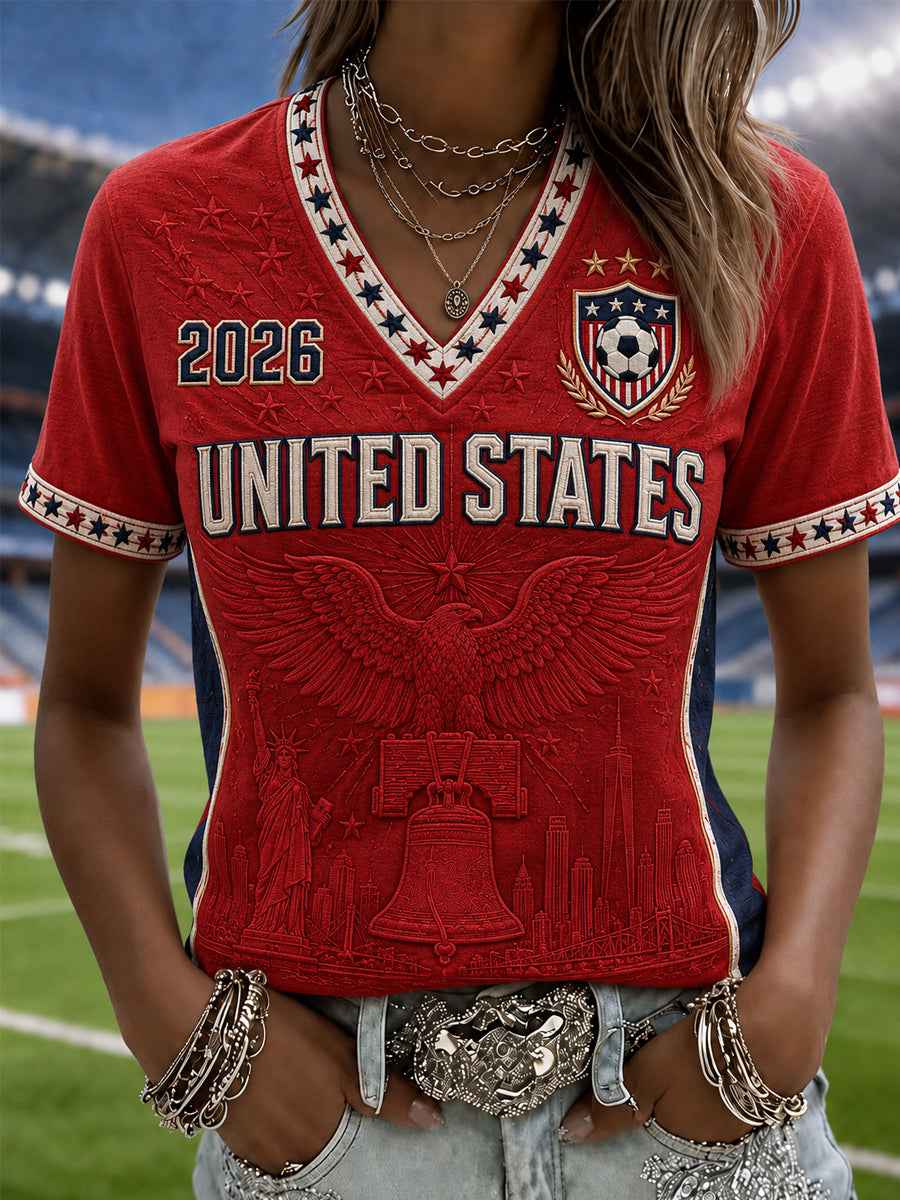 Women's Gift For Soccer Fans Print Casual V-Neck Tee