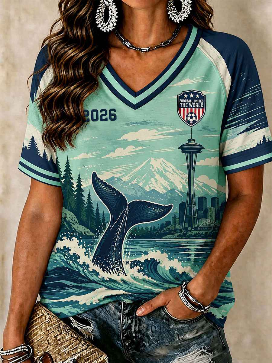 Women's American Football 2026 V-Neck T-Shirts