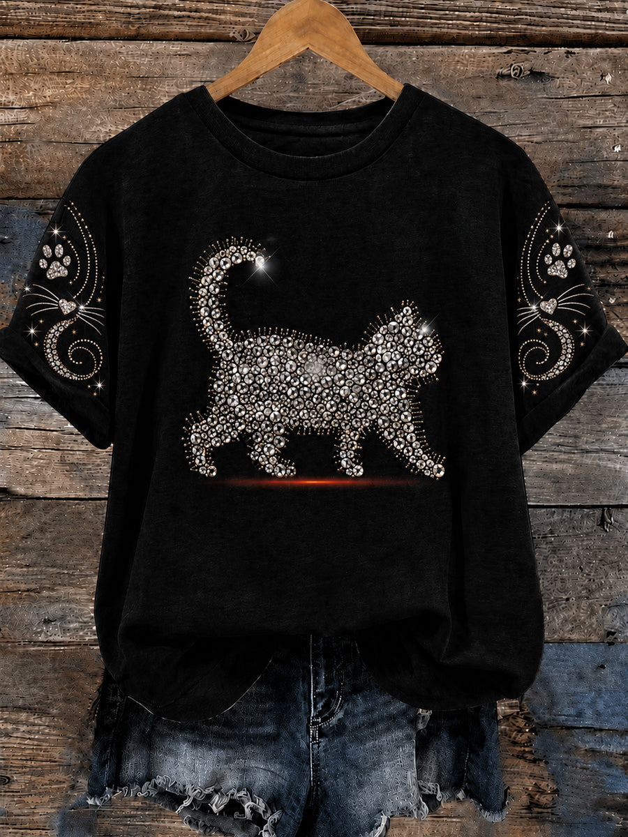 Women's Cute Cat Art Short Sleeve T-shirt gracestitchs