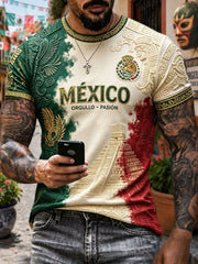 Men's Mexico Football Lover Art Printed T-shirt gracestitchs