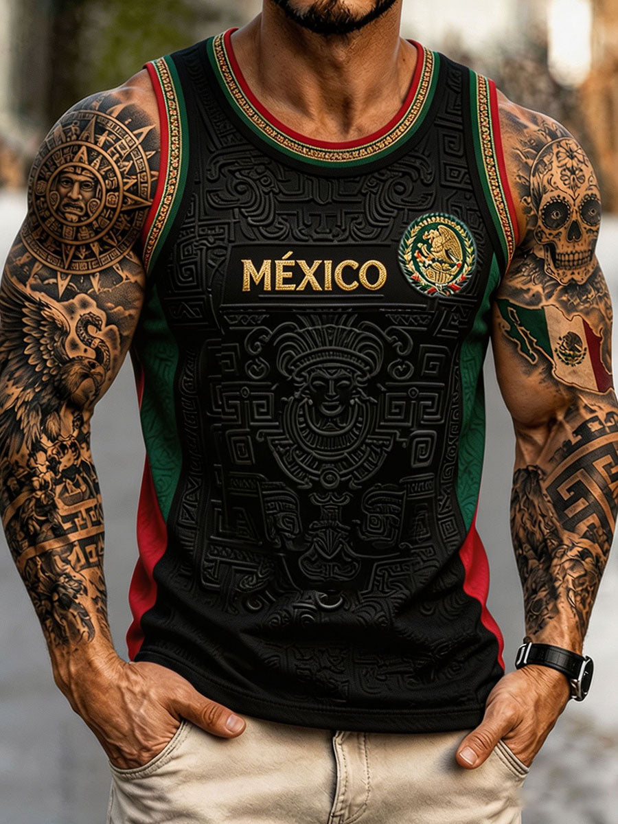 Men's Mexico Football Lover Art Printed Tank Tops gracestitchs
