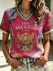 Women's Mexico Pride Art Printed T-shirts gracestitchs