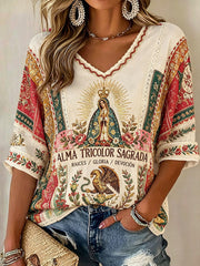 Women's Mexico Football Lover Art Printed T-shirt gracestitchs