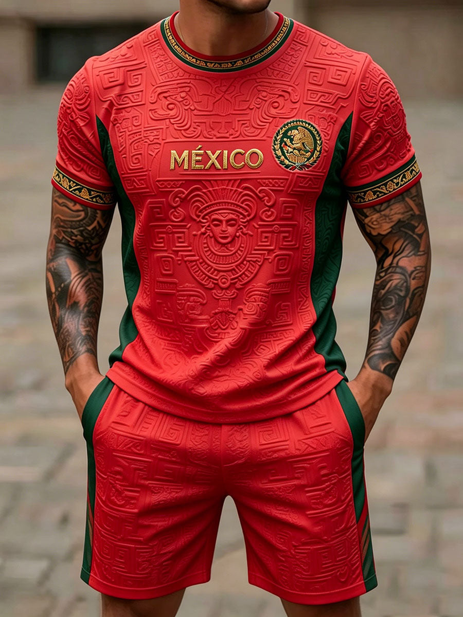 Men's Mexico Football Lover Art Printed Sets gracestitchs