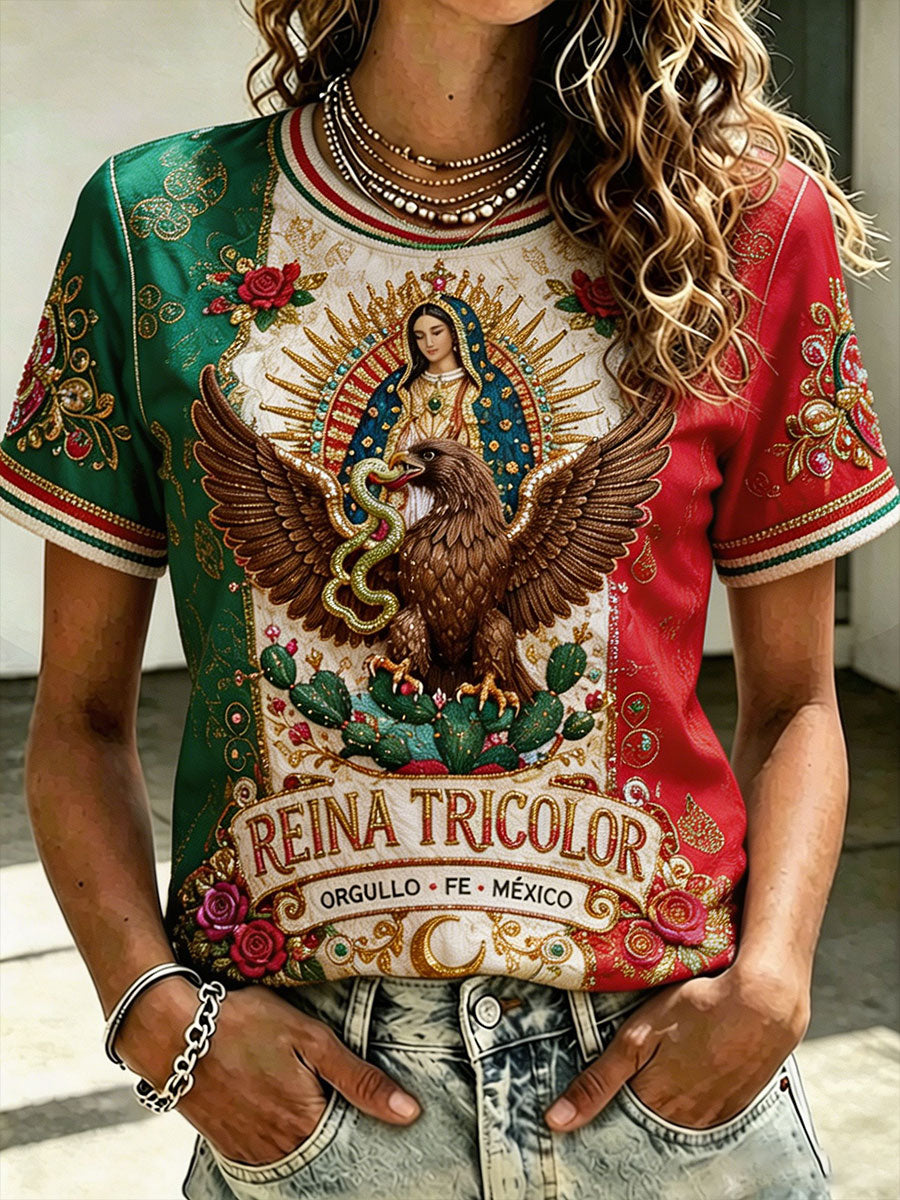 Women's Mexico Football Lover Art Printed T-shirt gracestitchs
