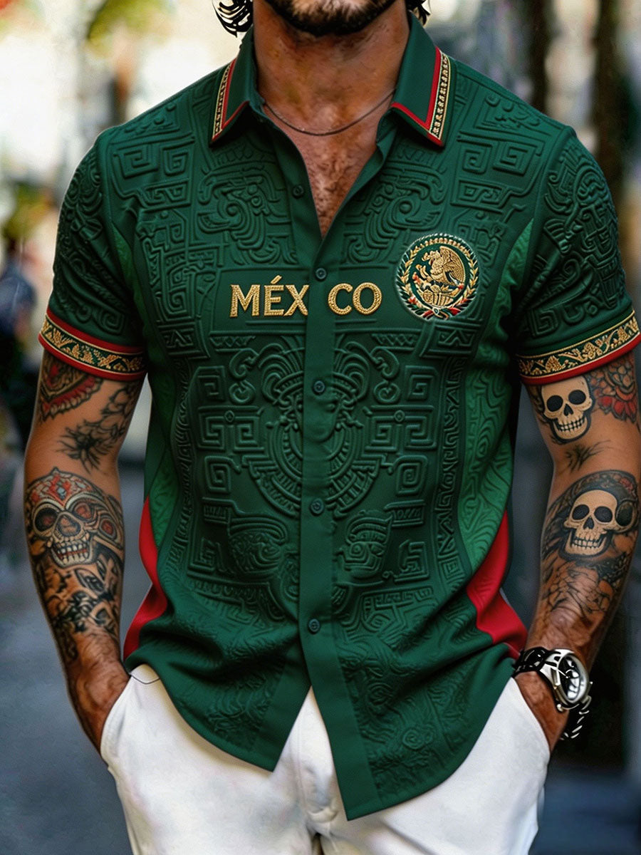 Men's Mexico Football Lover Art Printed Shirt gracestitchs