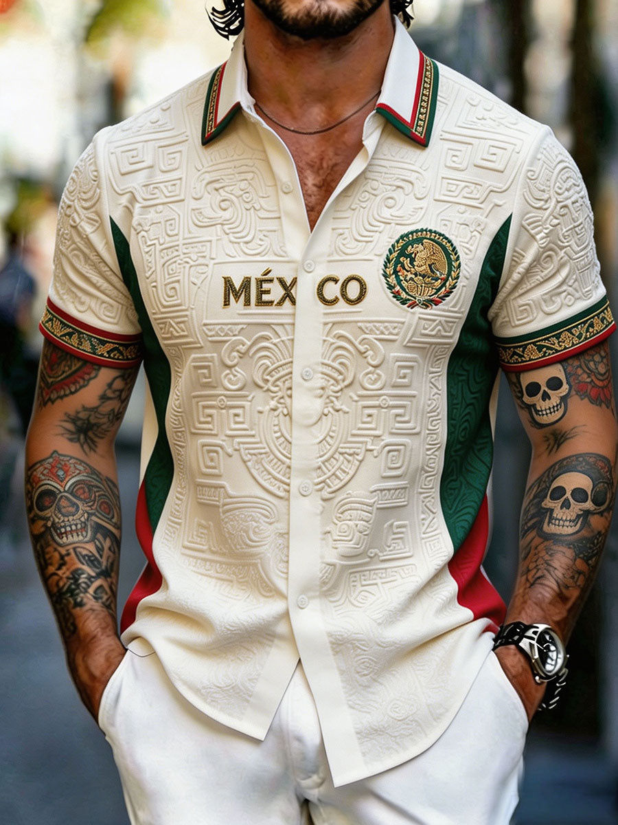 Men's Mexico Football Lover Art Printed Shirt gracestitchs