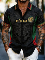 Men's Mexico Football Lover Art Printed Shirt gracestitchs