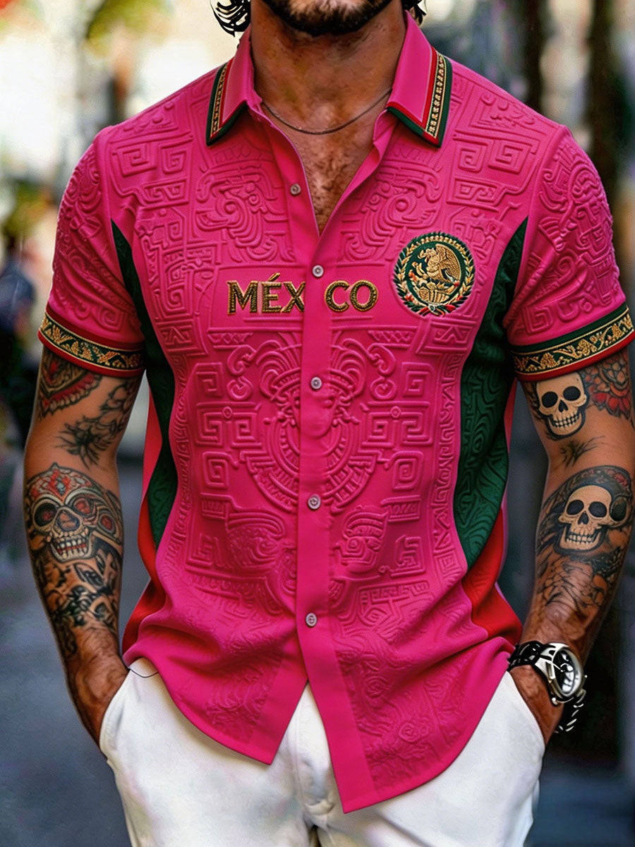Men's Mexico Football Lover Art Printed Shirt gracestitchs