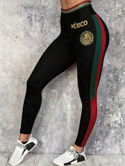 Women's Mexico Football Lover Art Printed Leggings gracestitchs