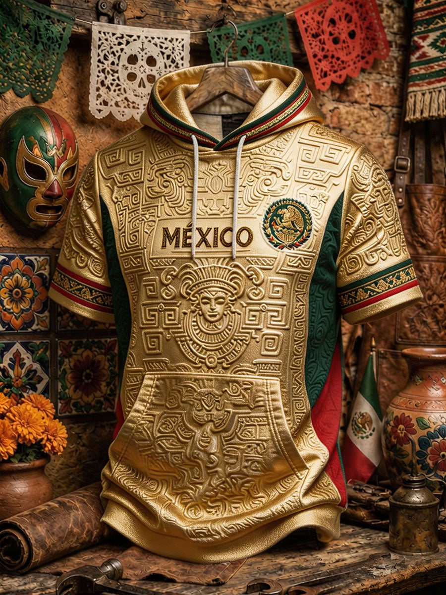 Men's Mexico Football Lover Art Printed Casual Tops gracestitchs