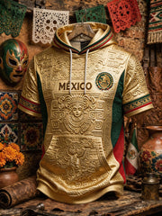 Men's Mexico Football Lover Art Printed Casual Tops gracestitchs