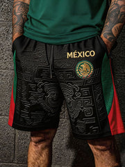 Men's Mexico Football Lover Art Printed Shorts gracestitchs