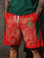 Men's Mexico Football Lover Art Printed Shorts gracestitchs