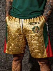 Men's Mexico Football Lover Art Printed Shorts gracestitchs