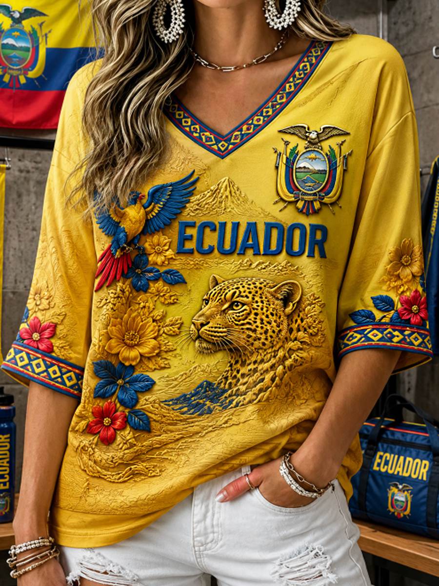 Women's Mid-length Sleeves V-Neck T-Shirt gracestitchs