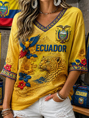 Women's Mid-length Sleeves V-Neck T-Shirt gracestitchs