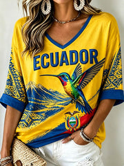 Women's Mid-length Sleeves V-Neck T-Shirt gracestitchs