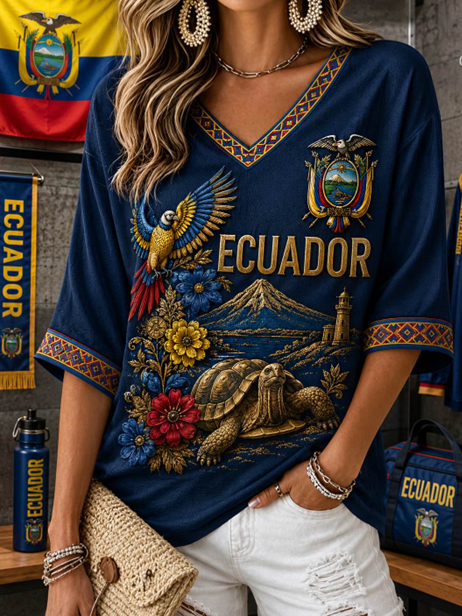 Women's Mid-length Sleeves V-Neck T-Shirt gracestitchs