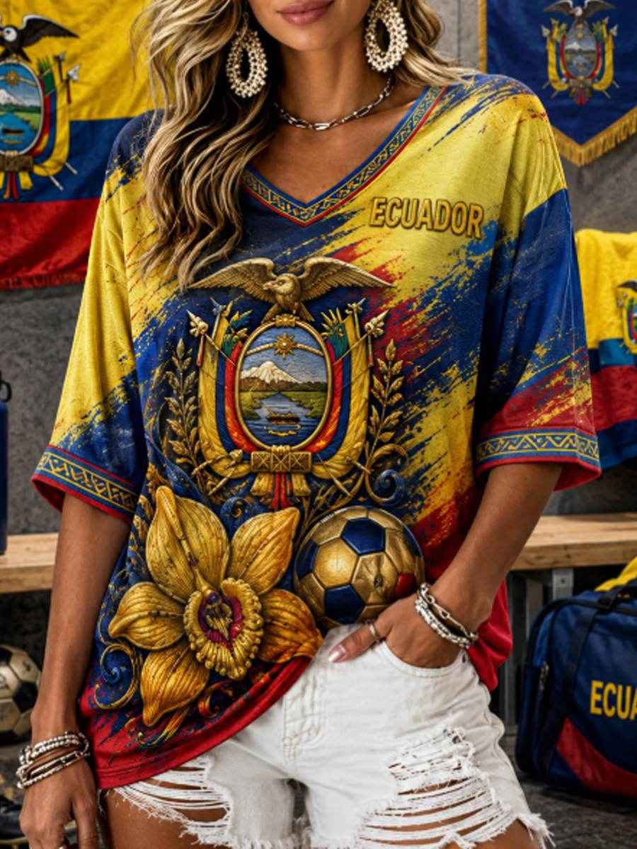 Women's Mid-length Sleeves V-Neck T-Shirt gracestitchs