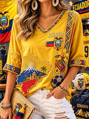 Women's Mid-length Sleeves V-Neck T-Shirt gracestitchs
