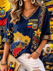 Women's Mid-length Sleeves V-Neck T-Shirt gracestitchs