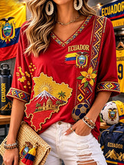 Women's Mid-length Sleeves V-Neck T-Shirt gracestitchs