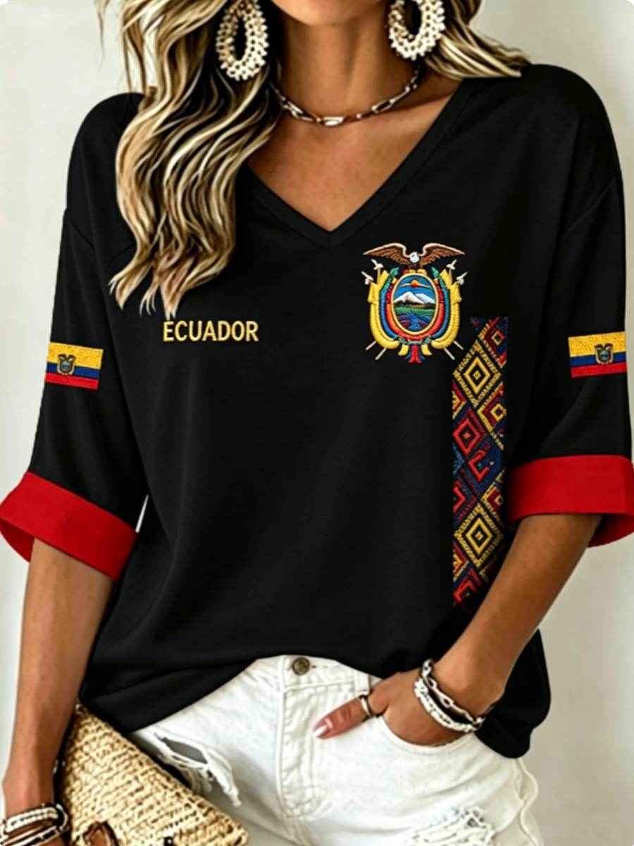 Women's Mid-length Sleeves V-Neck T-Shirt gracestitchs