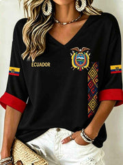 Women's Mid-length Sleeves V-Neck T-Shirt gracestitchs