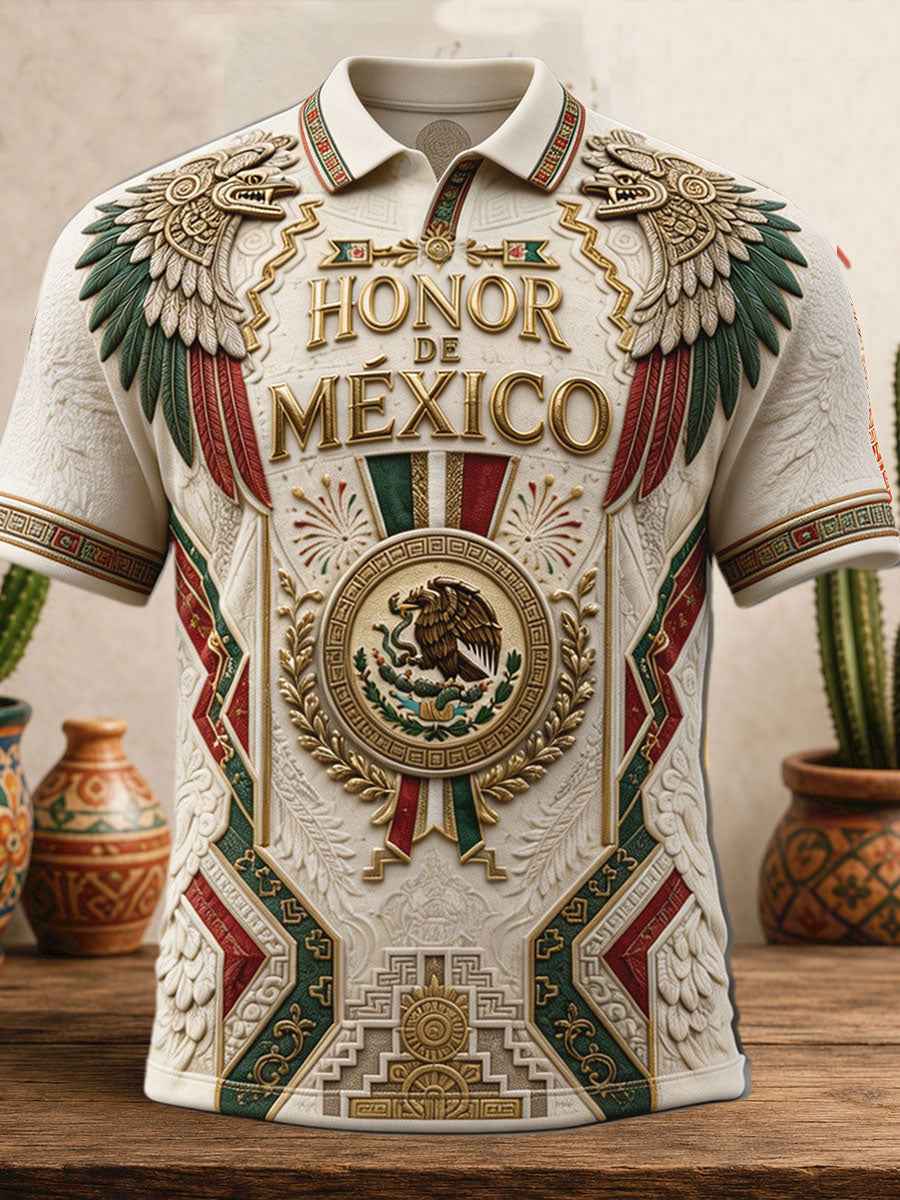 Men's Mexico Pride Art Printed Casual Tops gracestitchs