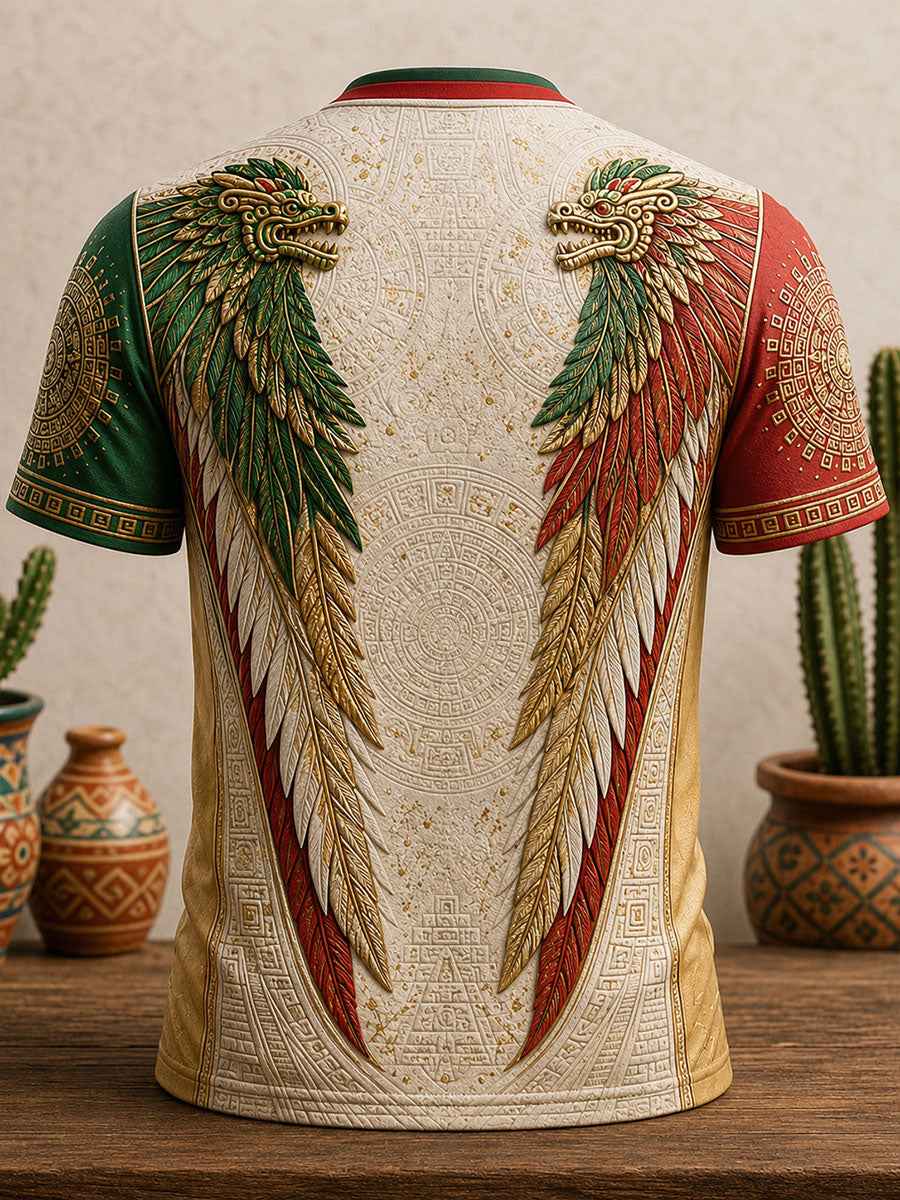 Men's Mexico Pride Art Printed V-neck T-shirt