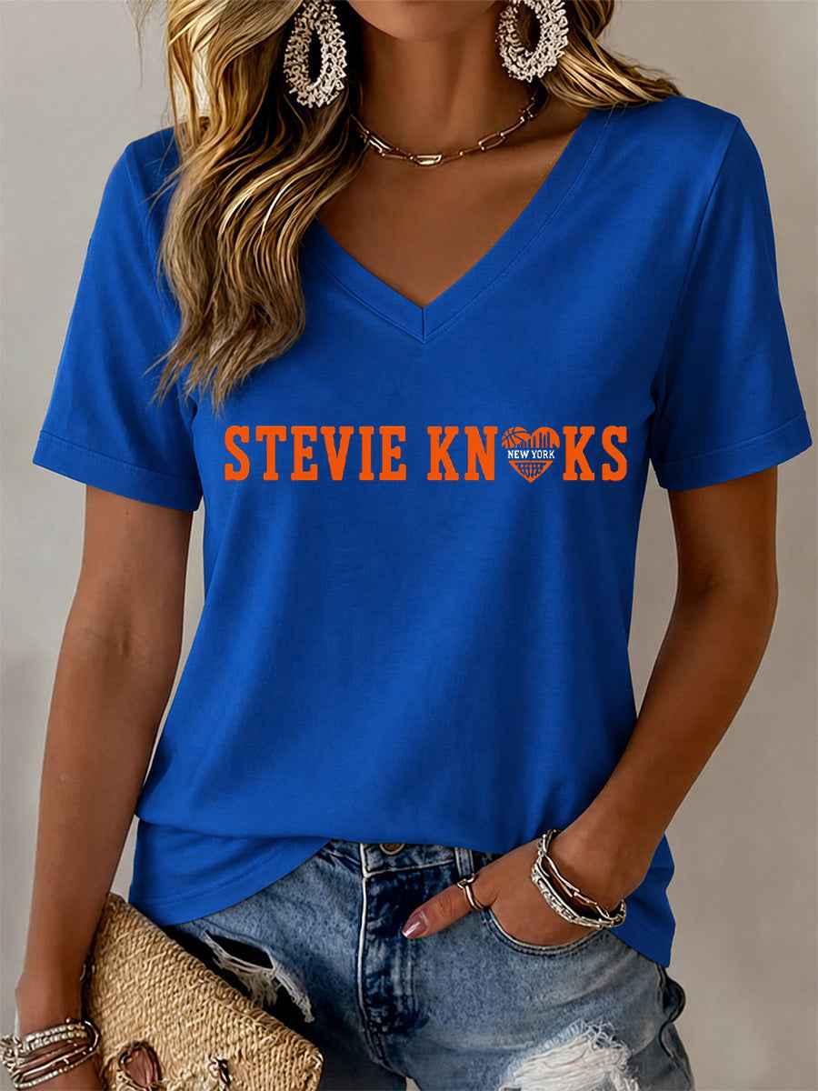 Women's Gift For Basketball Fans Print Casual V-Neck Tee gracestitchs