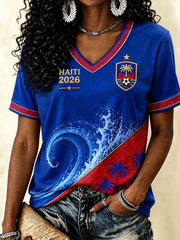 Women's 2026 Haiti Football Casual T-shirt gracestitchs