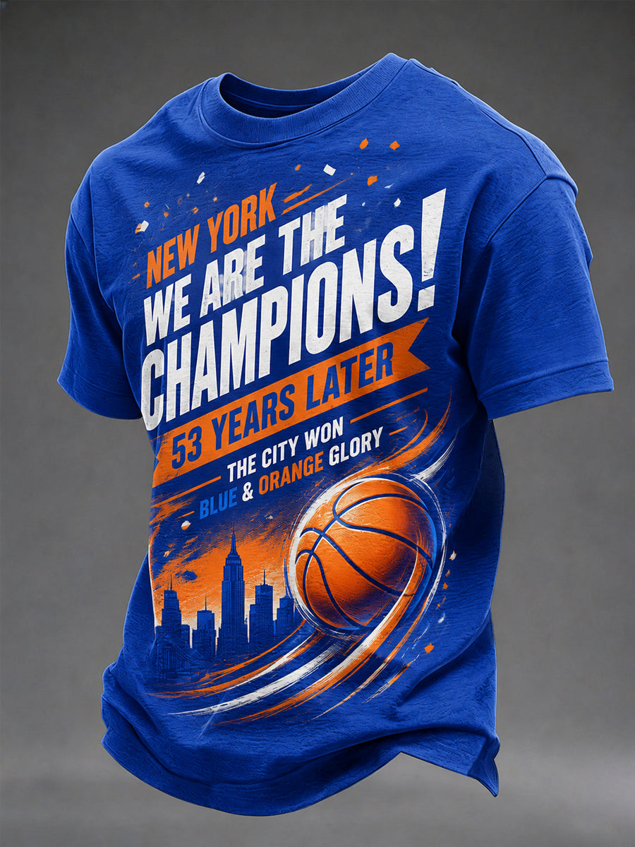 Men's We Are The Champions! Gift For Basketball Fans Print Casual Tee gracestitchs