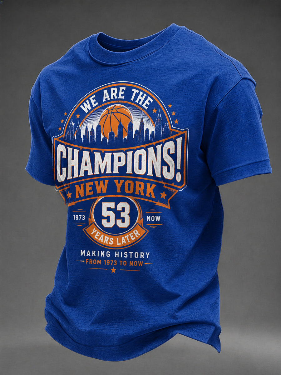Men's We Are The Champions! Gift For Basketball Fans Print Casual Tee gracestitchs