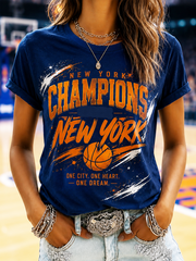Women's New Yourk Champions Printed short-sleeved T-shirt gracestitchs