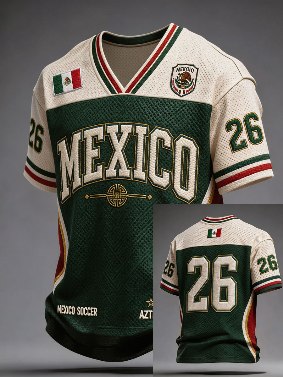 Men's Mexico Football Lover Art Printed T-shirt gracestitchs