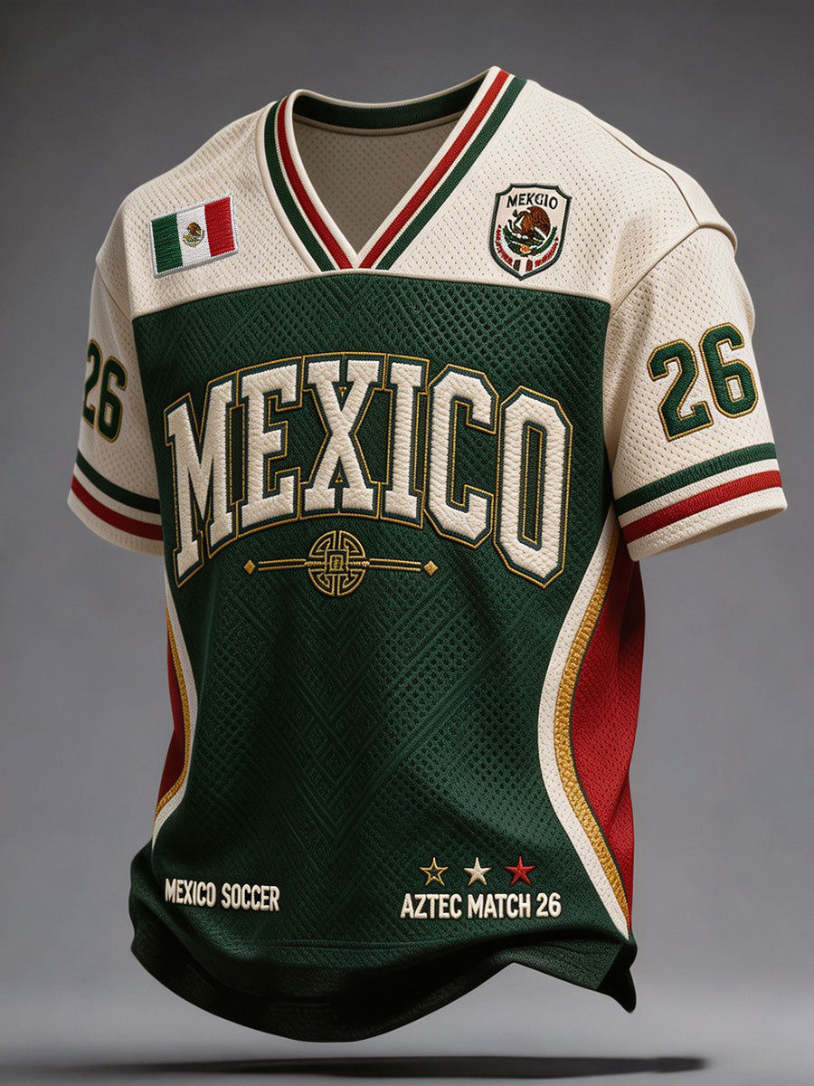 Men's Mexico Football Lover Art Printed T-shirt gracestitchs