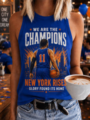 Women's New York Basketball Champions Celebration Print Casual Vest gracestitchs