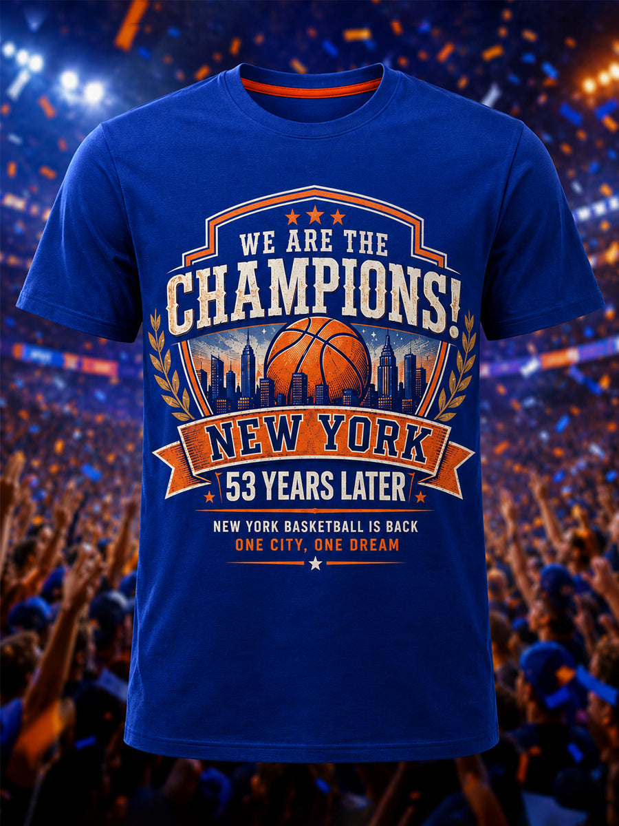 Men's New York Basketball Champions Celebration Print Casual Tee gracestitchs