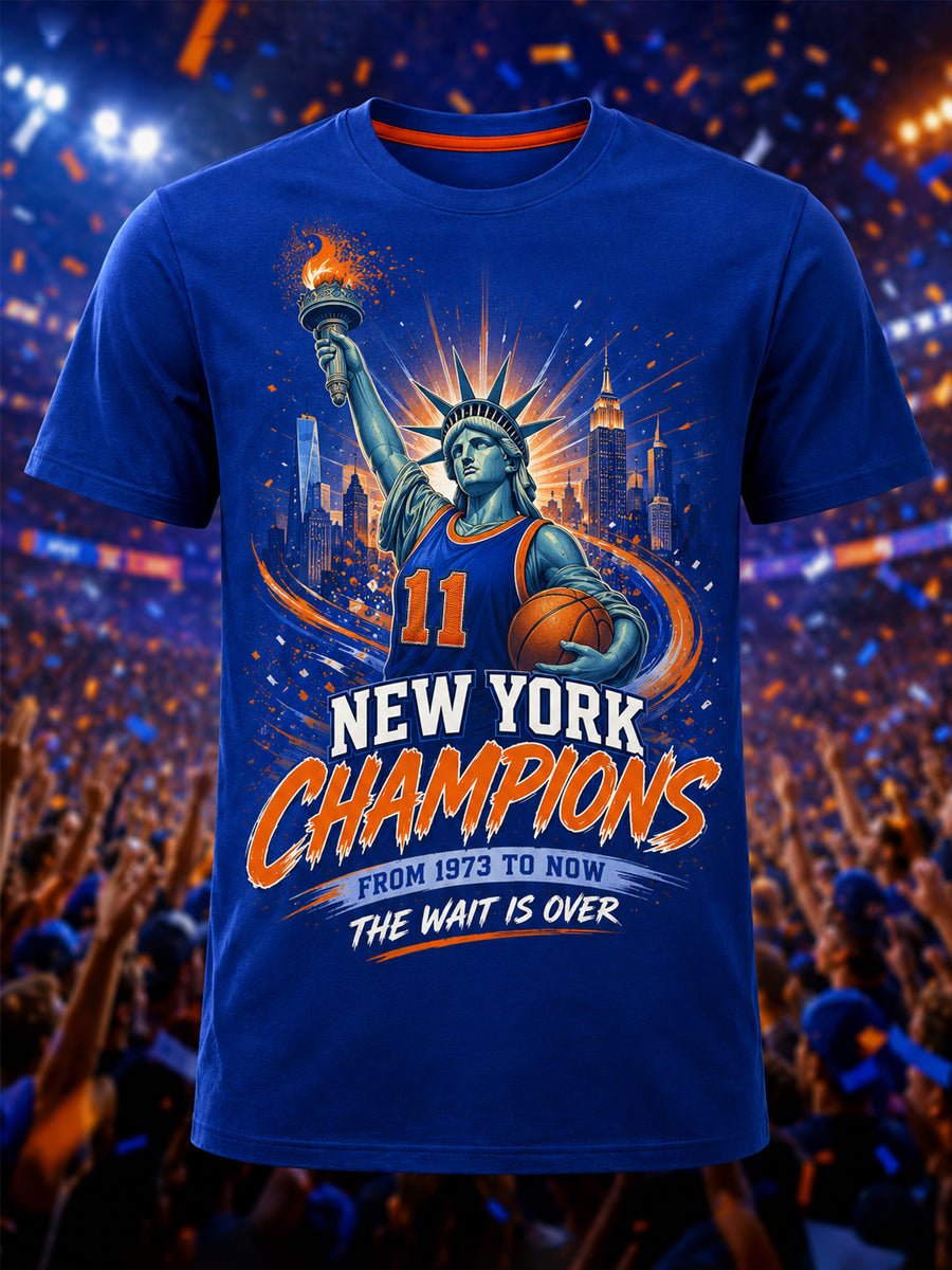 Men's New York Basketball Champions Celebration Print Casual Tee gracestitchs