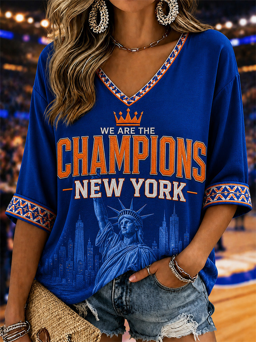 Women's Gift For Basketball Fans Print Casual Half-Sleeves V-Neck T-Shirt gracestitchs