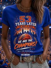Women's New York Basketball Champions Celebration Print Casual Tee gracestitchs